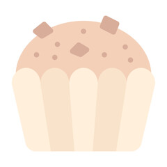This charming cupcake features a light base topped with creamy frosting and delightful chocolate pieces for a tasty treat.