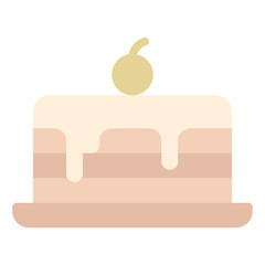 A tempting illustration of a layered cake topped with a sweet cherry, perfect for celebrating special occasions.