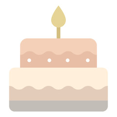 A beautifully designed two-tier cake topped with a golden candle, perfect for celebrating birthdays and special occasions.