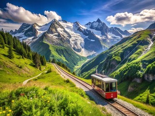 Scenic Touristic Tramway in the French Alps: A Breathtaking Journey Through Nature