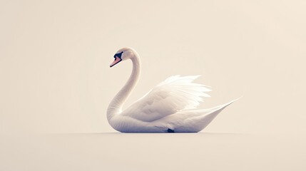 Frontal view of a graceful swan, minimalist lines capturing elegance and tranquility, serene pastel colors
