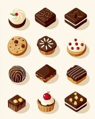Modern Vector Image of Brownies and Cookies