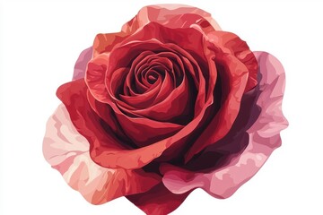 Fototapeta premium A flat style illustration of a red rose, isolate on white background, featuring bold outlines and bright colors.