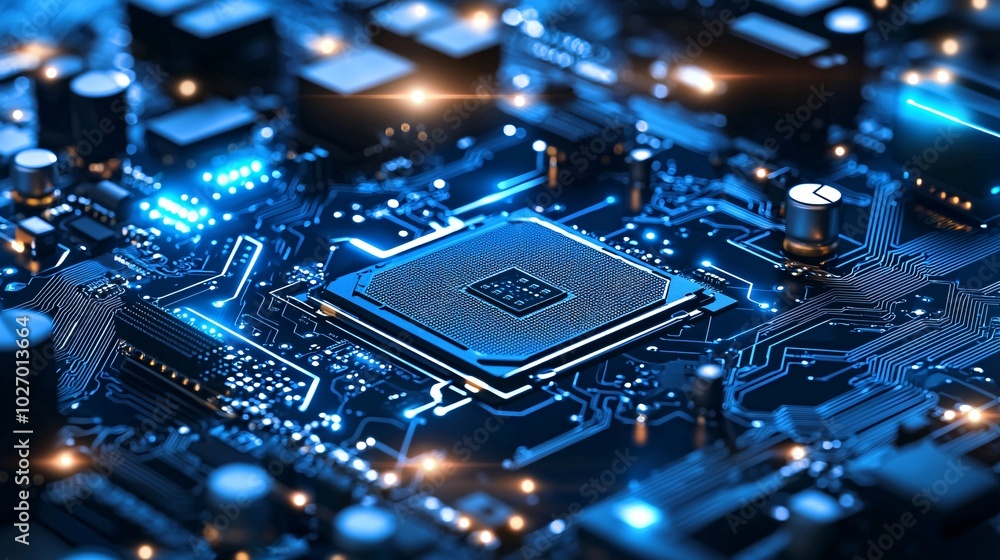 Poster abstract motherboard scene with efficient power design