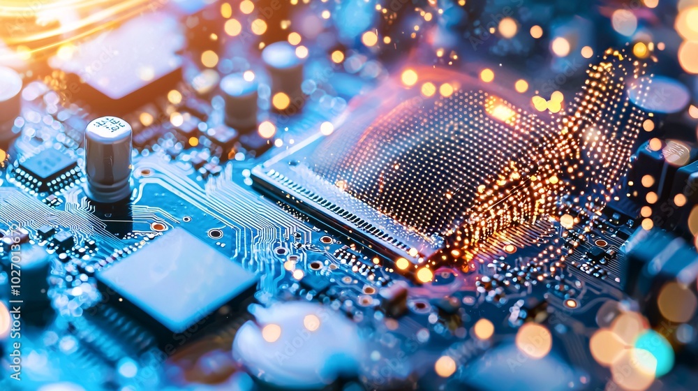 Poster abstract motherboard scene with efficient power design