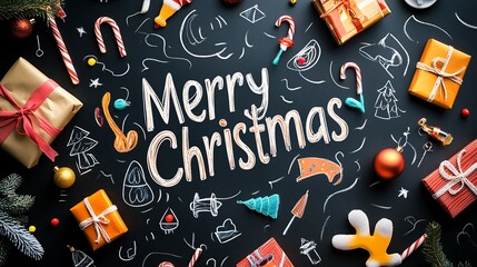Festive Blackboard Design for Merry Christmas Celebration