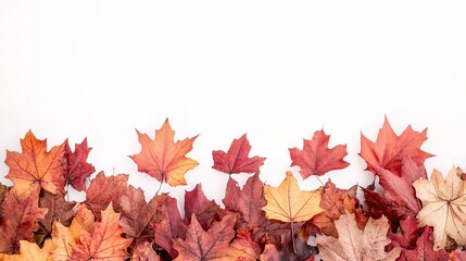 Fototapeta premium Autumn Leaves on White Background