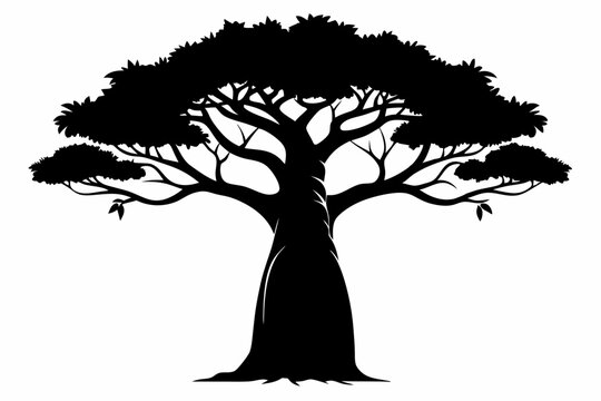 
Baobab Tree Silhouette, Baobab Tree Vector Illustration, Baobab Tree Vintage Logo Vector
