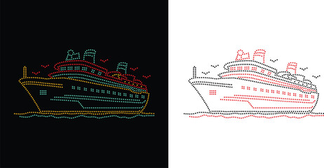 Rhinestone Cruise Ship Design. Template Rhinestone Cruise Rhinestone Cruise Ship Template. Cruise Ship Boat Rhinestone Creative Modern Instant Digital Sketch.