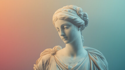 A classical marble bust of a goddess