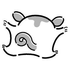 シンプルでかわいい手描きモモンガのキャラクター（後ろ姿）