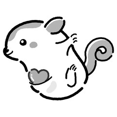 シンプルでかわいい手描きモモンガのキャラクター（横向き）