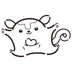 シンプルでかわいい手描きモモンガのキャラクター（正面）