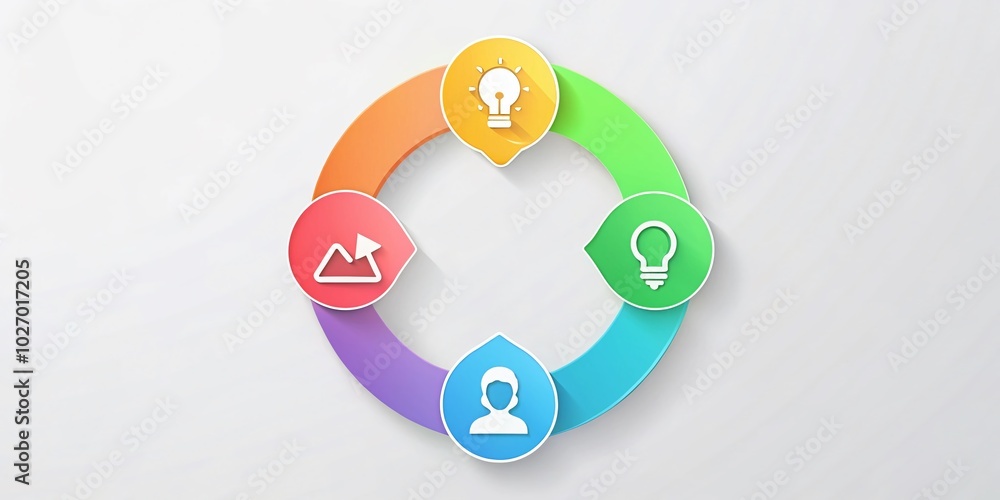 Poster simple light infographic abstract cycle shape with four steps for visual storytelling and design
