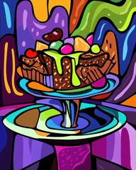 Illustration of Brownies and Cookies in a Playful Style