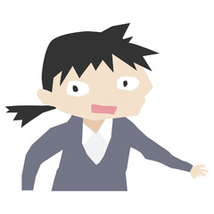 ガチガチに緊張するスーツを着た女性のイラスト