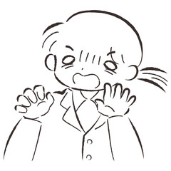 驚いて青ざめるスーツを着た女性のイラスト