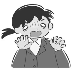 驚いて青ざめるスーツを着た女性のイラスト