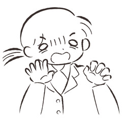 驚いて青ざめるスーツを着た女性のイラスト