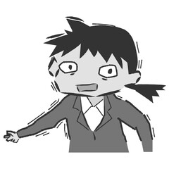 ガチガチに緊張するスーツを着た女性のイラスト