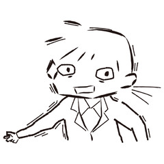 ガチガチに緊張するスーツを着た女性のイラスト