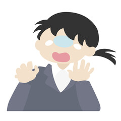 驚いて青ざめるスーツを着た女性のイラスト