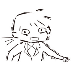 ガチガチに緊張するスーツを着た女性のイラスト