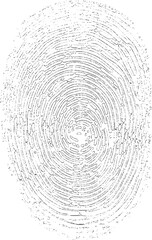 Vector grunge style black and white fingerprint.