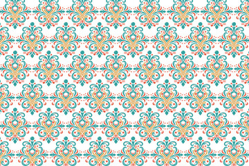 Seamless Vintage Ornamental Floral Motif Pattern with Elegant Swirls, Curls, and Leaf Designs for Textile Fabric, Fashion Apparel, and Luxury Wallpaper