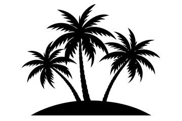 Sunset Palm Trees Silhouette | vector silhouette illustration on white background