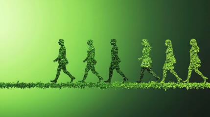 Future evolution change of human resources employee work labor recruitment to green technology, Dynamic colors, copy space for text,