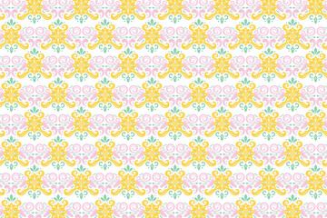 Seamless Floral Pattern with Elegant Vintage Flowers and Paisley Mandala Designs for Wedding Textiles and Fashion Fabric Print