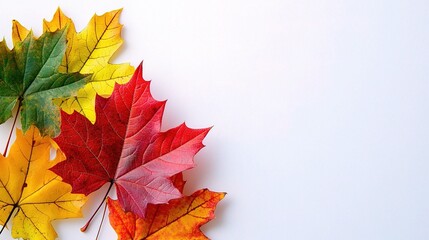 Colorful Autumn Leaves on White Background