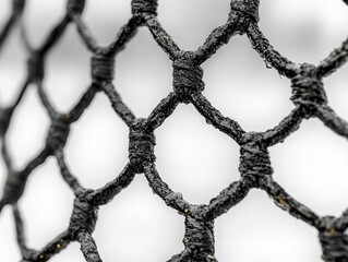 Naklejka premium seamless pattern featuring a soccer goal net design, intricate fishnet texture in black against a crisp white background, representing the sport's structure and dynamic energy