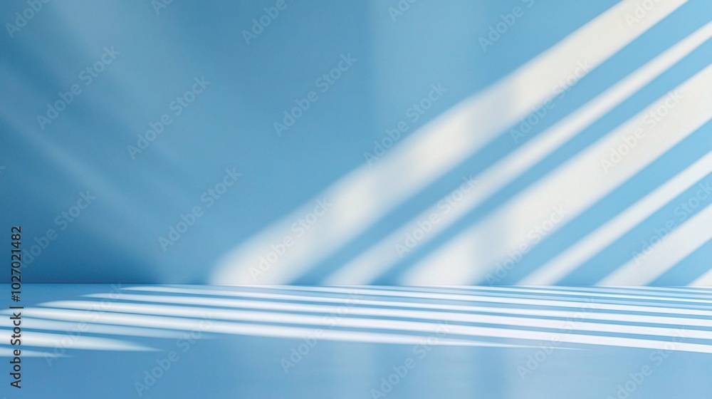 Poster blue background with soft shadows and light patterns