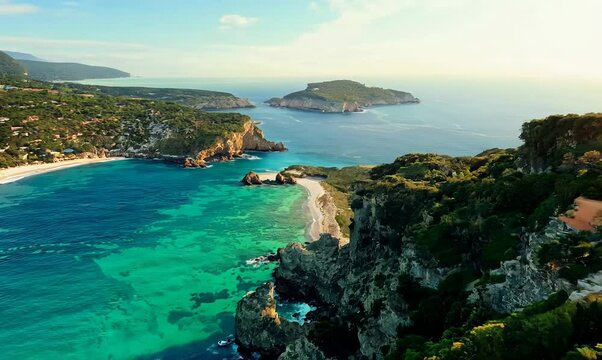 Car road trip along scenic Lefkas coastline