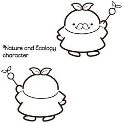 自然環境・植物がモチーフのキャラクターイラスト（正面・背面セット）
