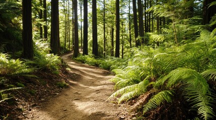 Obraz premium Mountain Biking Adventure in the Redwoods