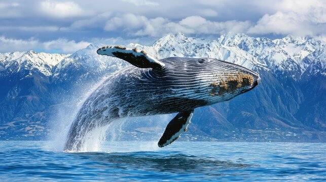 Majestic Whale Breaching in Kaikoura Waters