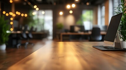 Modern Office Space with Soft Lighting Effects