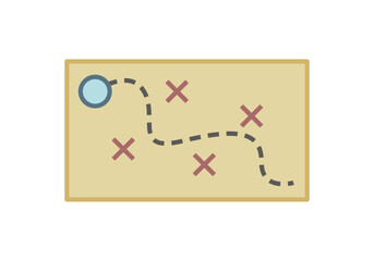 Mapa del tesoro en ruta entre obstáculos 