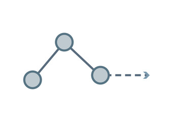 Puntos azules unidos por trazo representando ruta