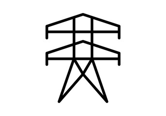 Icono negro de tendido eléctrico con cables