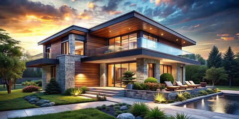 Stunning 3D House Illustration with High Dynamic Range for Realistic Architectural Visualization