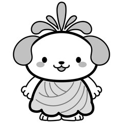 サンバの衣装を着た犬キャラクターイラスト