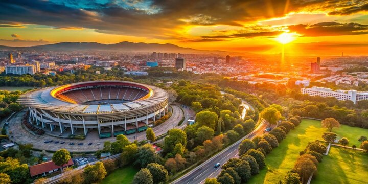 Stunning Aerial View of Azteca Stadium in Mexico City with Vibrant Surroundings