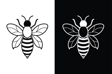Honey Bee Vector Icon. Clean and Minimalist Silhouette Illustration