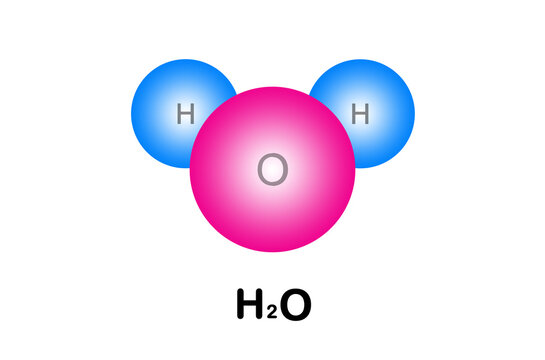 3d Shape of water molecule or 3d structure of H20 Molecule. Chemical structure of water isolated on white background