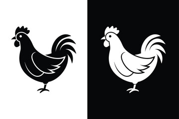 Stylish Chicken Icon. Modern Flat Design for Websites and Graphics