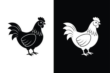 Simple Chicken Icon. Flat Vector Illustration for Web and Print